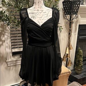 Lucy in the Sky Black Dress with Sheer Long Sleeves